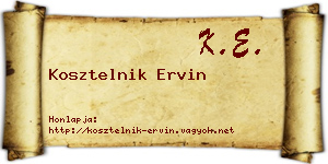 Kosztelnik Ervin névjegykártya